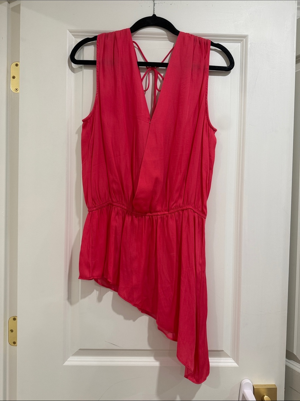 NWOT DO+BE Hot Pink Asymmetric V-Neck Tie-Back Camisole